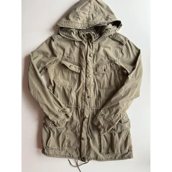 Aritzia TALULA Trooper Green Cotton Twill Hooded Utility Field Jacket, Size S - Picture 6 of 16
